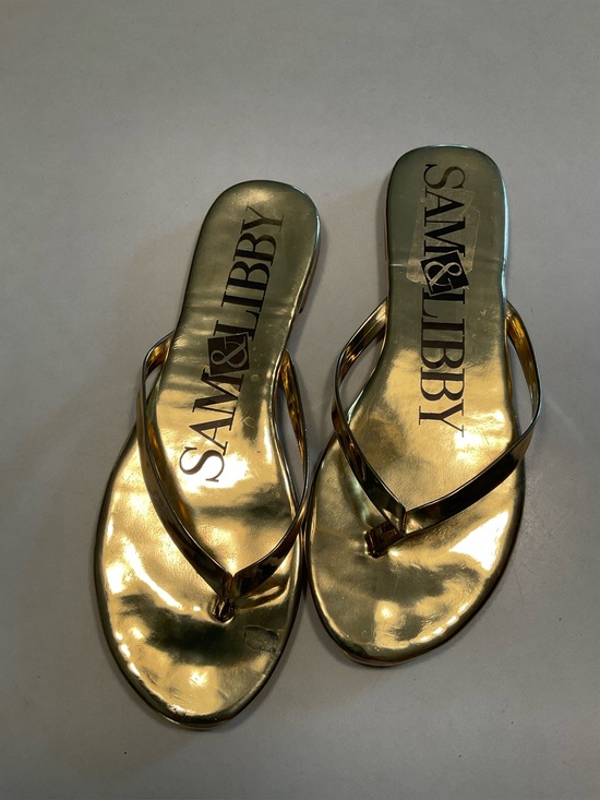 Sam & Libby Shoes - Sam & Libby metallic gold flat flip-flop sandals